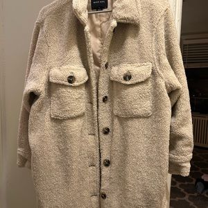 BRAVE SOUL Cream Teddy Jacket Button-Up Style